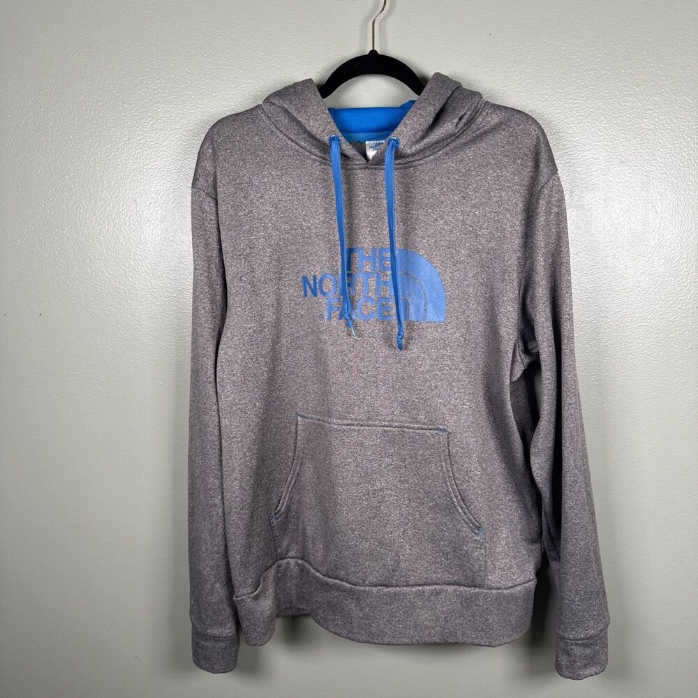 The North‎ Face Hoodie Mens Size Large Grey Blue Logo Comfy Sweatshirt